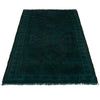 Overdyed Area Rug Handmade Blue Geometric 2x4 ft