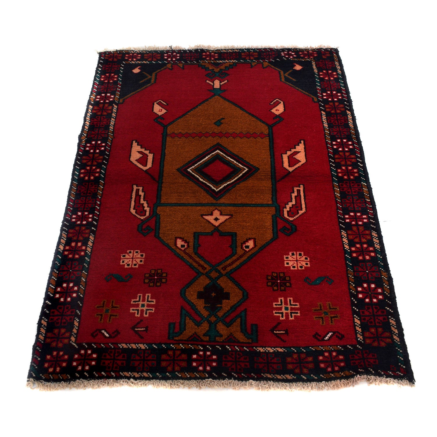 Baluchi Rug Handmade Multi Geometric 2x4 ft