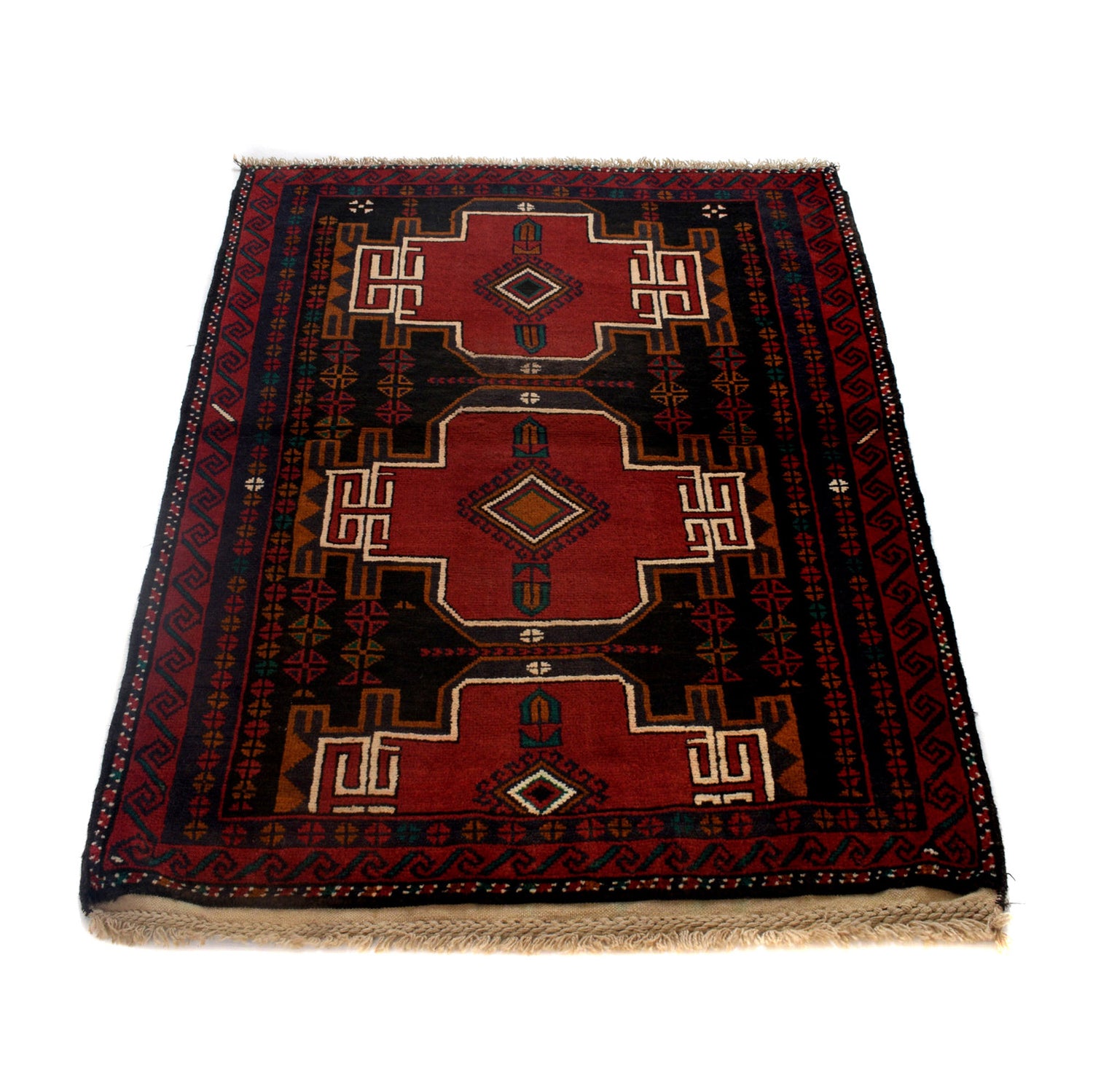 Baluchi Rug Handmade Multi Geometric 2x4 ft