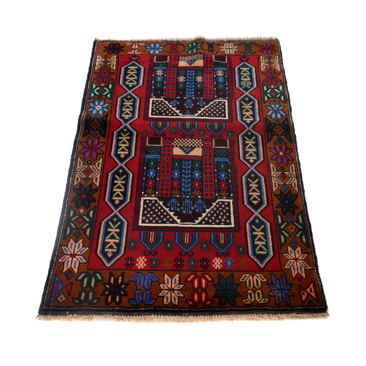 Baluchi Rug Handmade Multi Geometric 2x4 ft