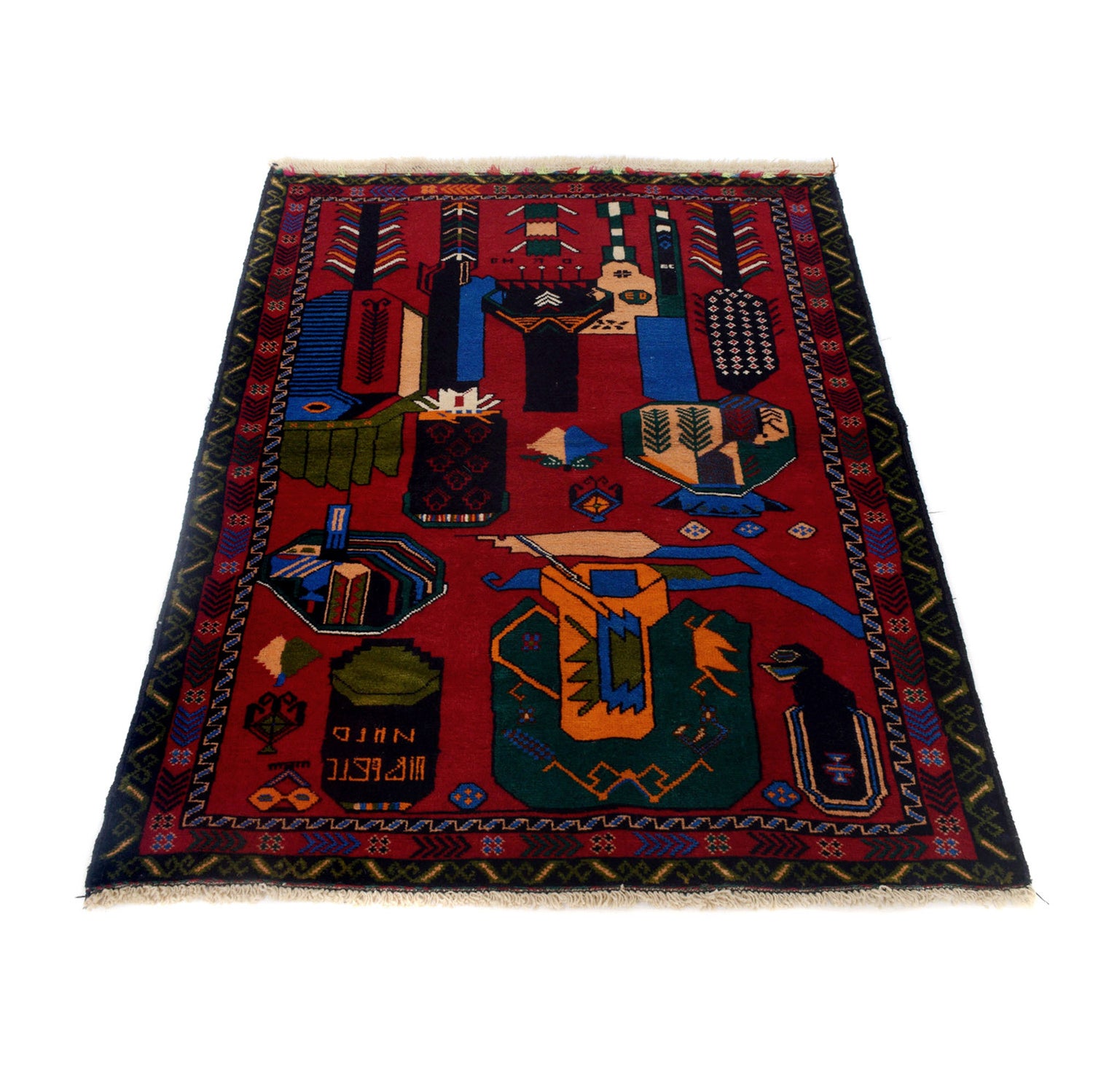 Baluchi Rug Handmade Red Geometric 3x5 ft