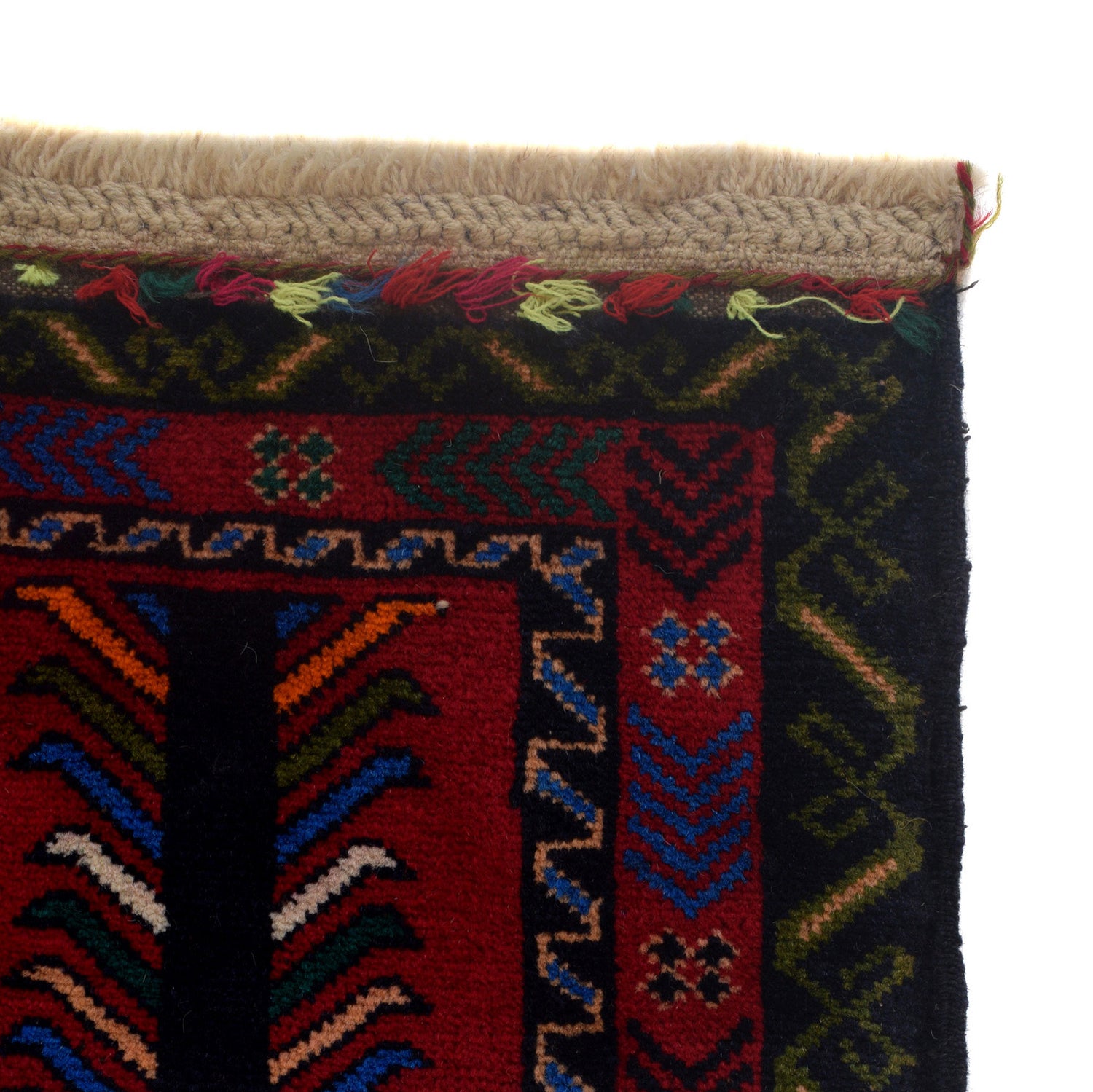 Baluchi Rug Handmade Red Geometric 3x5 ft