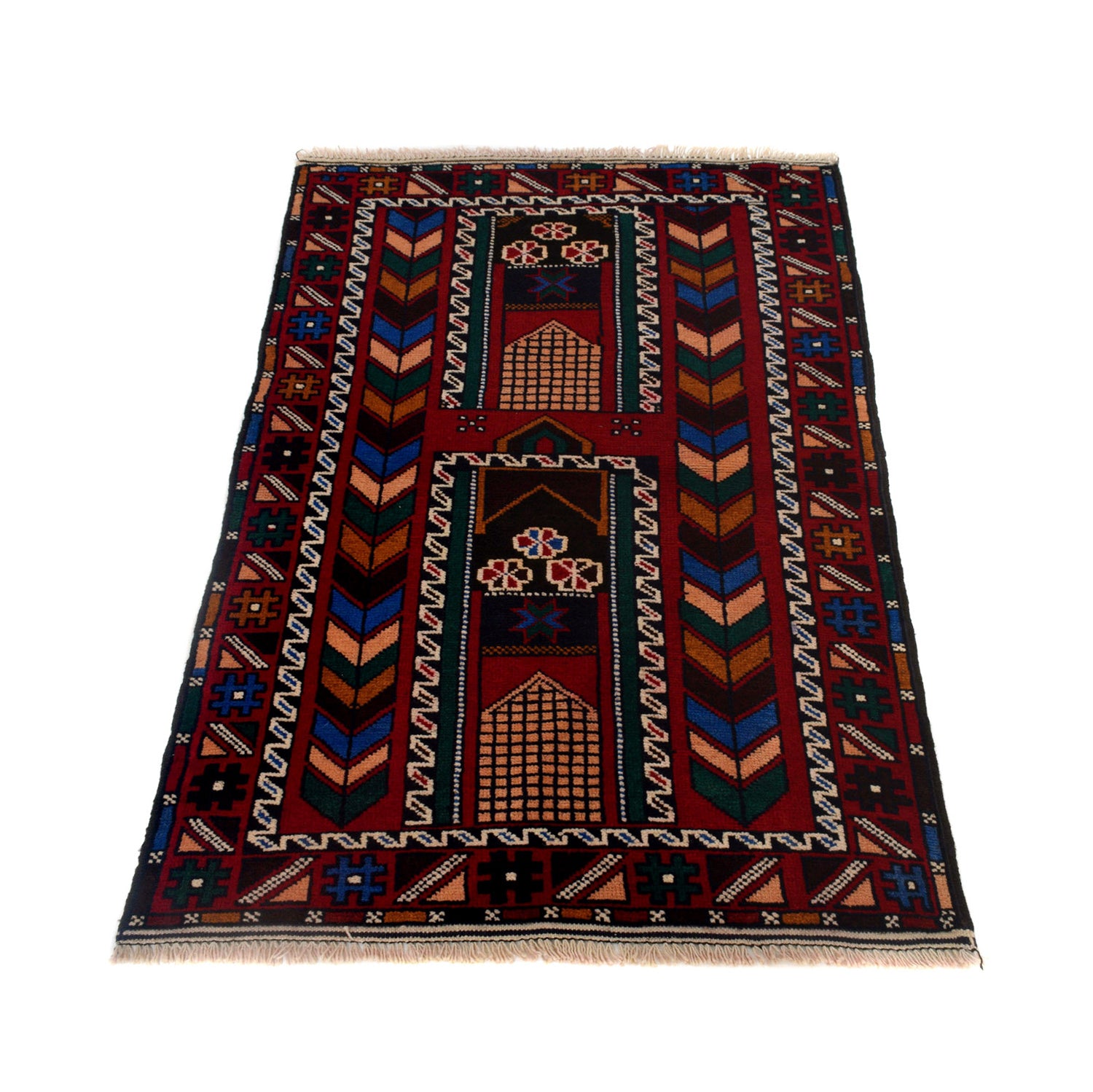 Baluchi Rug Handmade Multi Geometric 2x4 ft