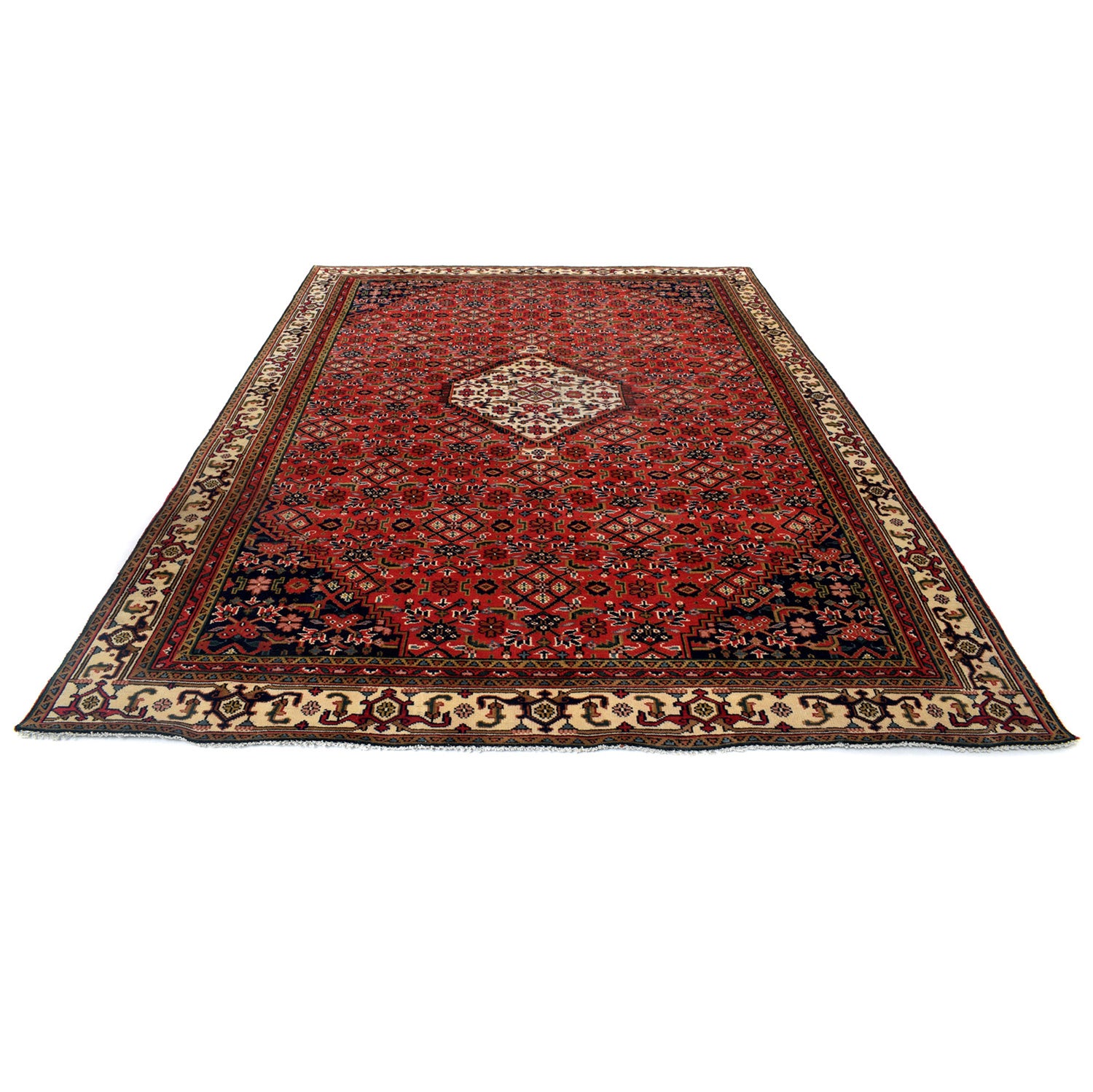 Qashqai Area Rug Handmade Deep Red Medallion 8x10 ft