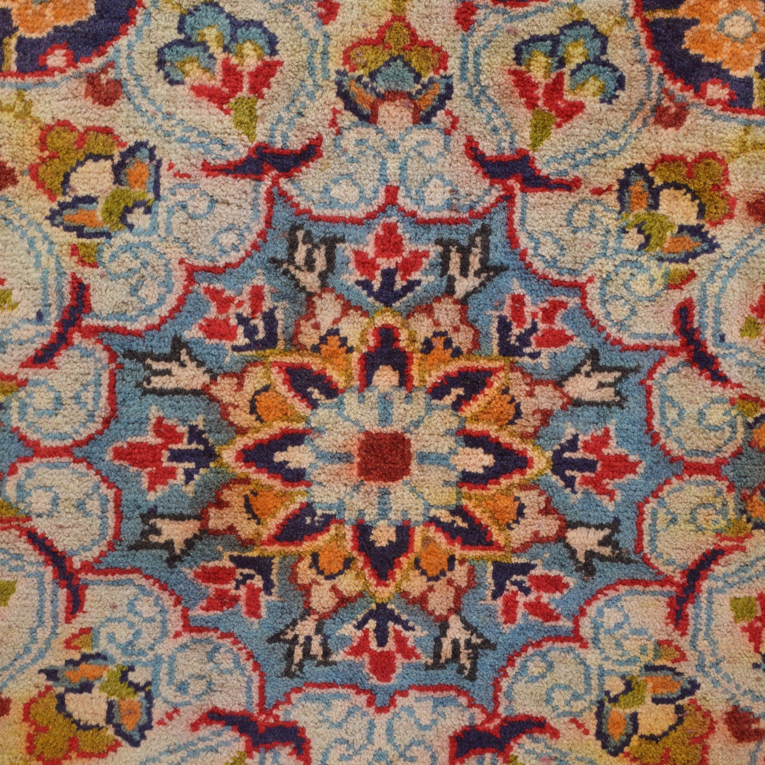 Isfahan Area Rug Handmade Deep Red Medallion 8x10 ft