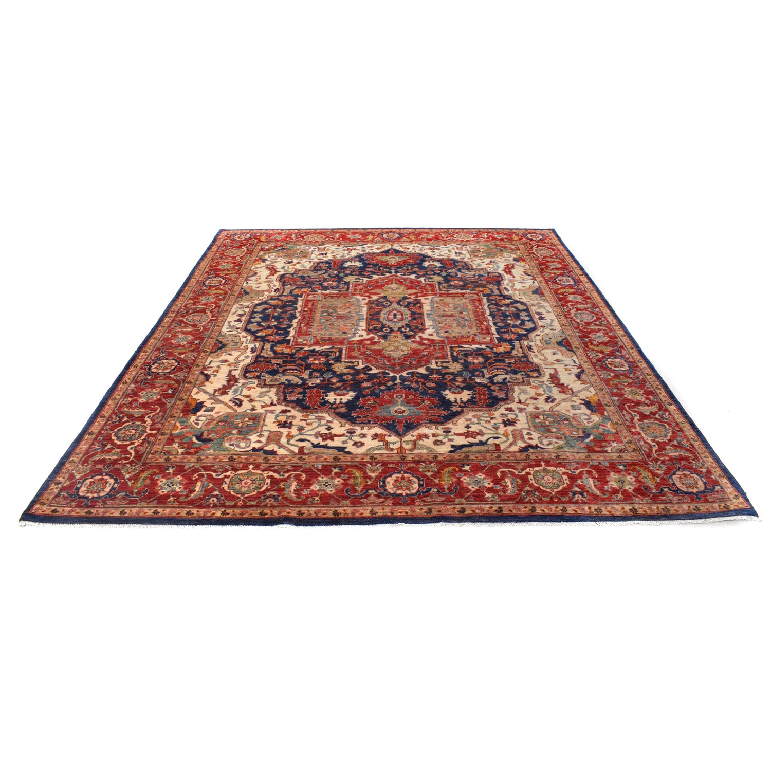 Hand-Knotted Multi Medallion Heriz Area Rug – 8' 0" x 9' 9" ft (245 x 297 cm) | SKU: R24270
