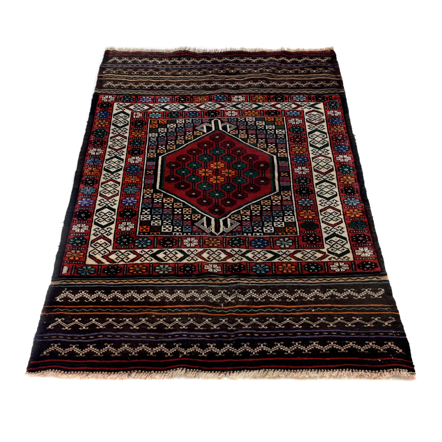 Baluchi Rug Handmade Multi Geometric 3x5 ft