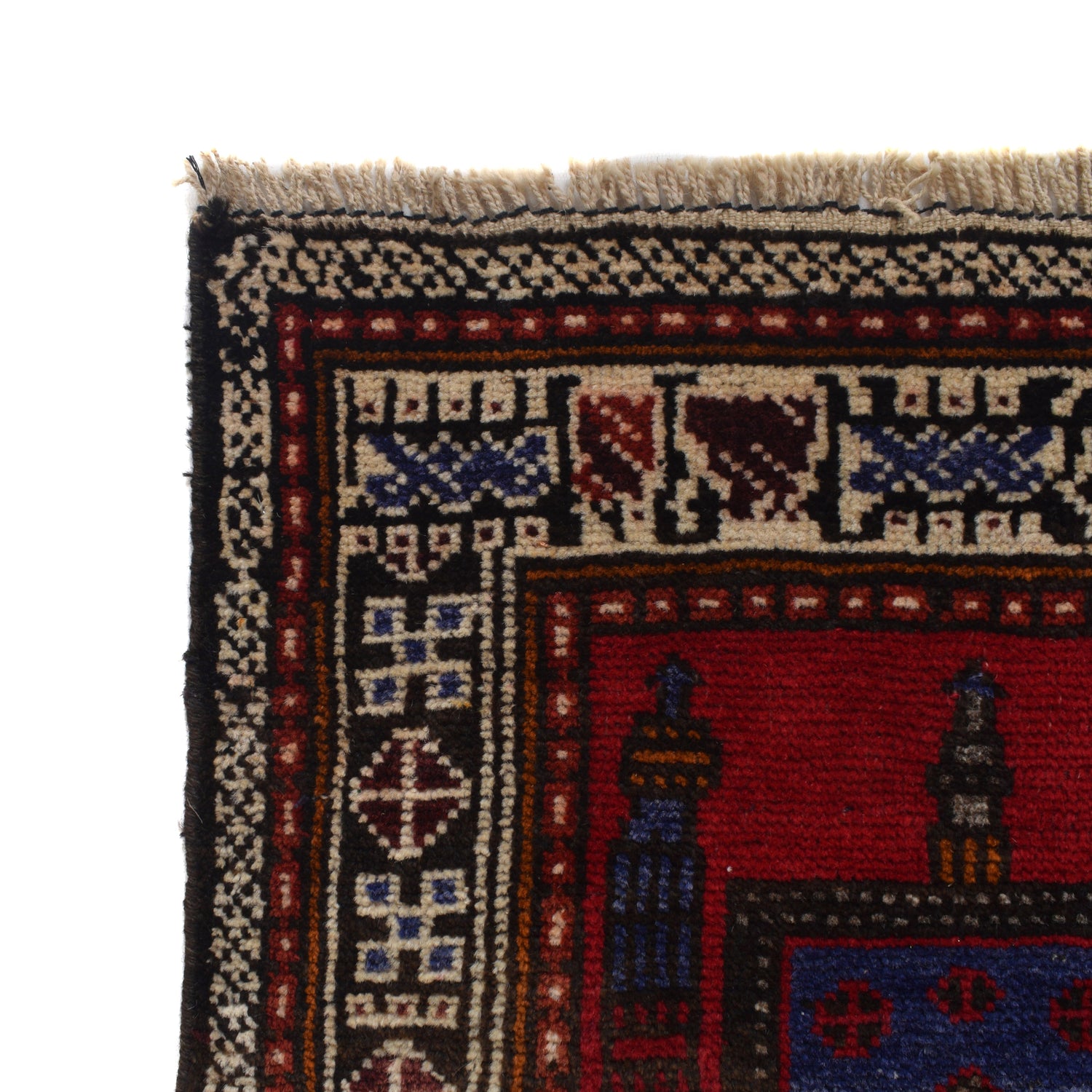 Baluchi Rug Handmade Red Prayer Design 2x4 ft