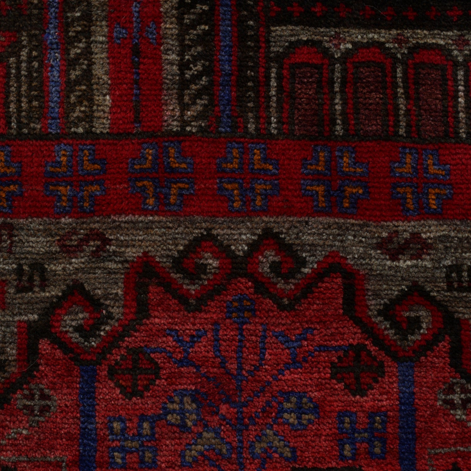 Baluchi Rug Handmade Red Prayer Design 2x4 ft