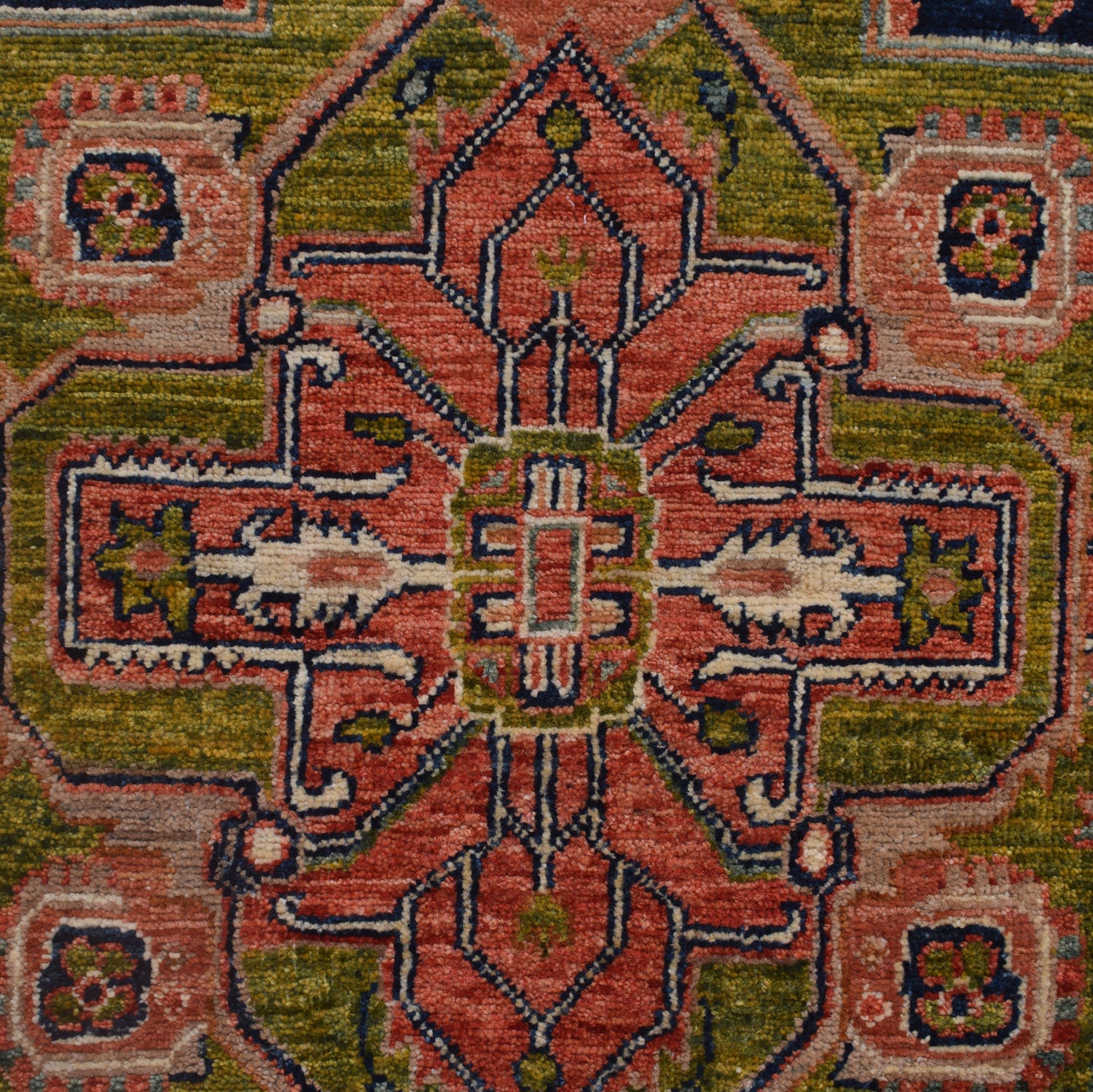 Heriz Area Rug Handmade Multi Medallion 4x6 ft