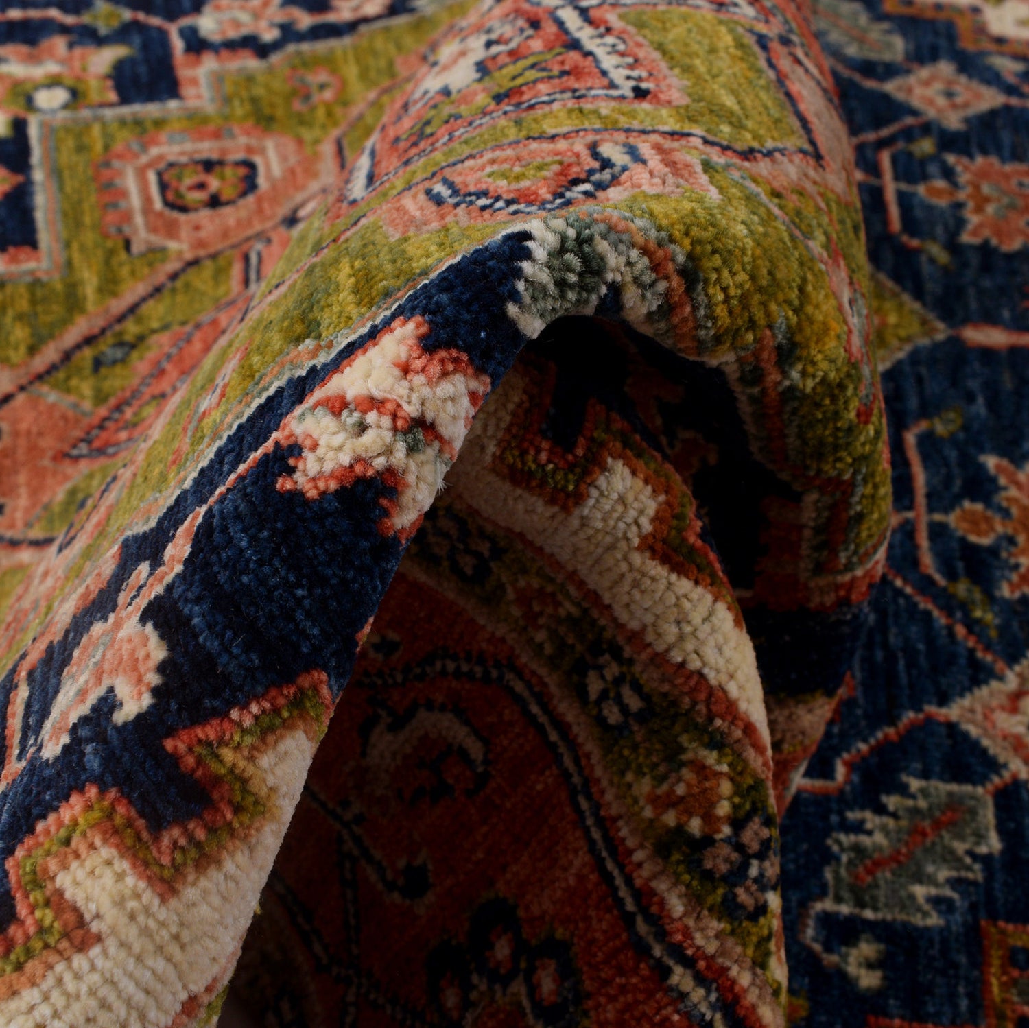Heriz Area Rug Handmade Multi Medallion 4x6 ft