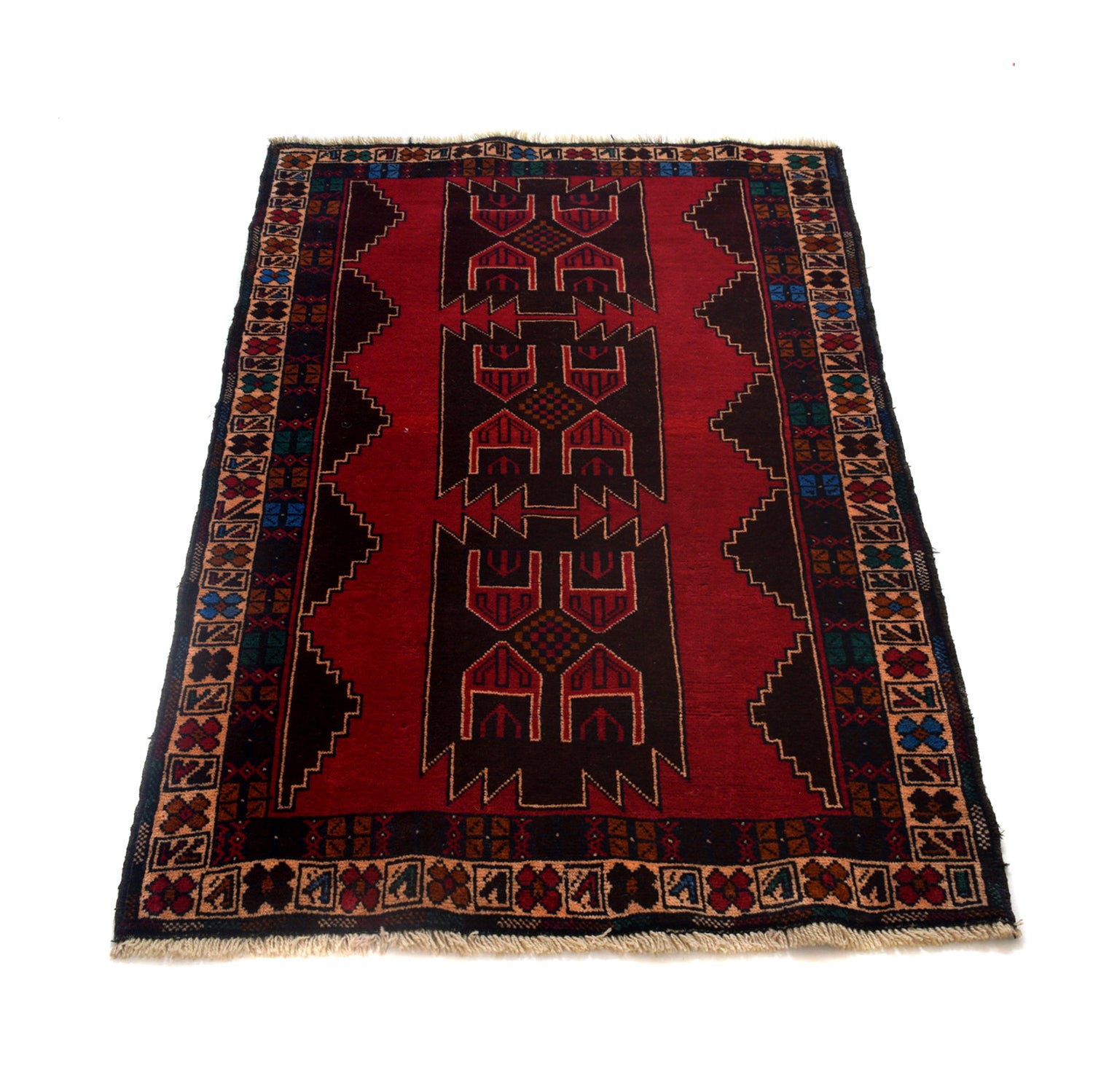 Baluchi Rug Handmade Multi Geometric 3x5 ft
