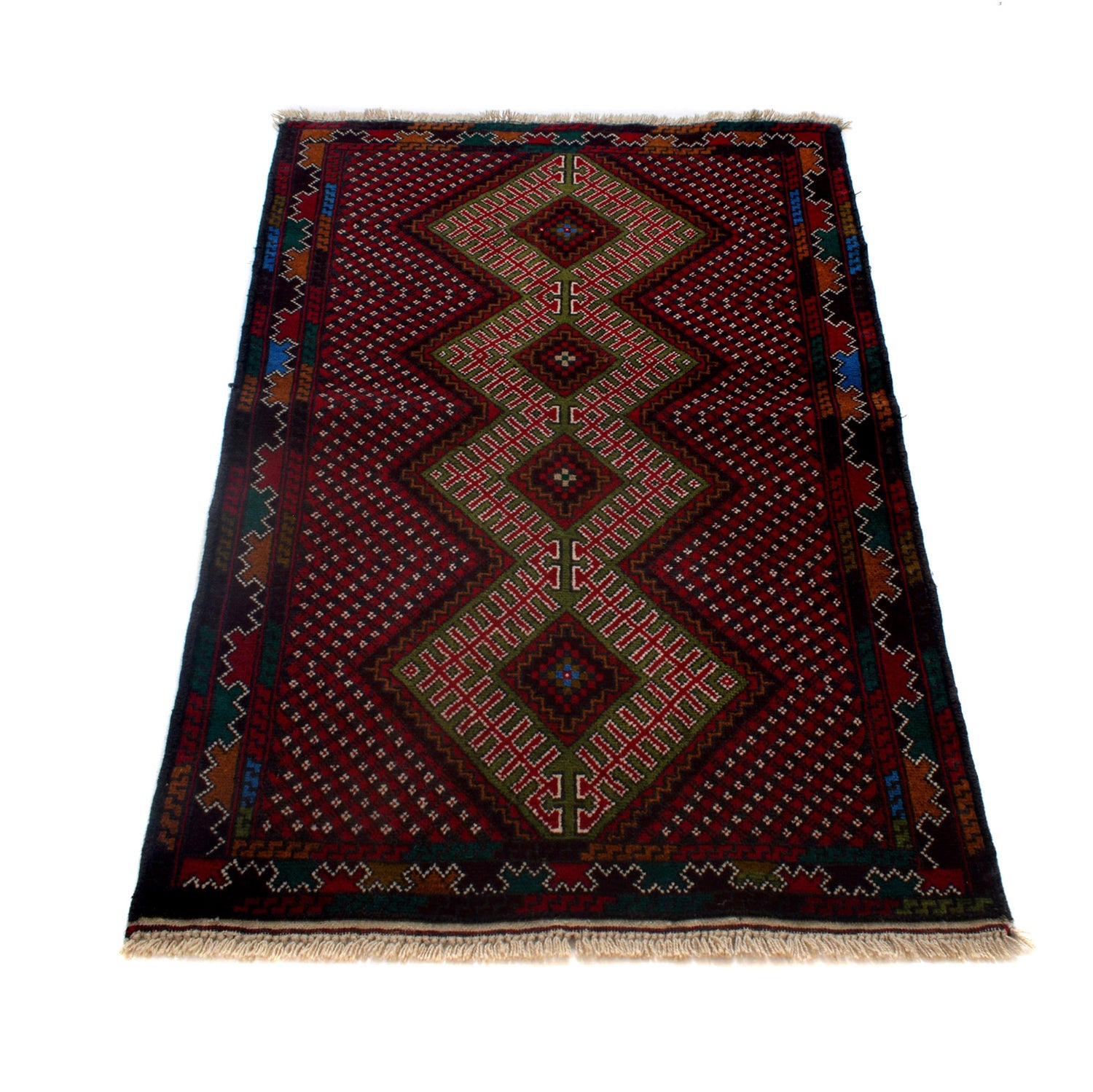 Baluchi Rug Handmade Multi Geometric 2x4 ft