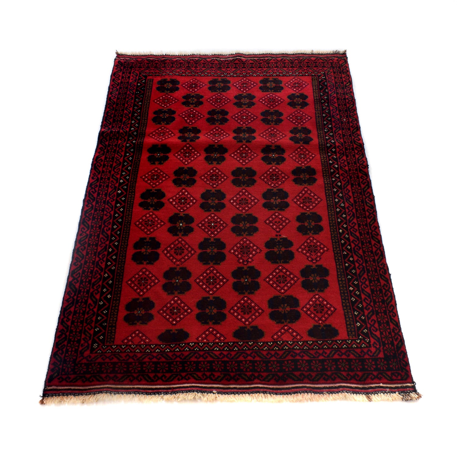 Baluchi Rug Handmade Red Geometric 3x5 ft
