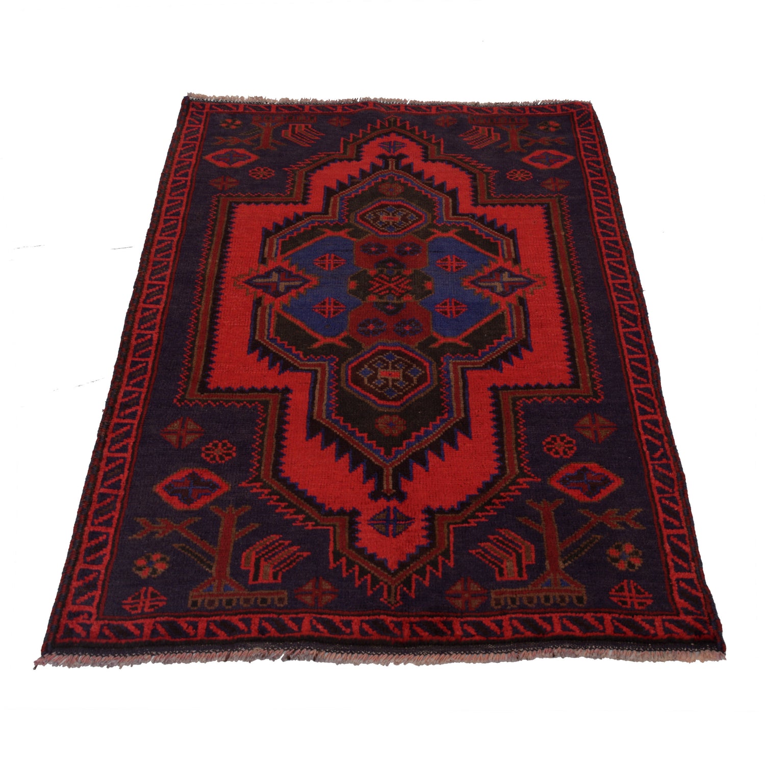 Baluchi Rug Handmade Multi Geometric 3x5 ft