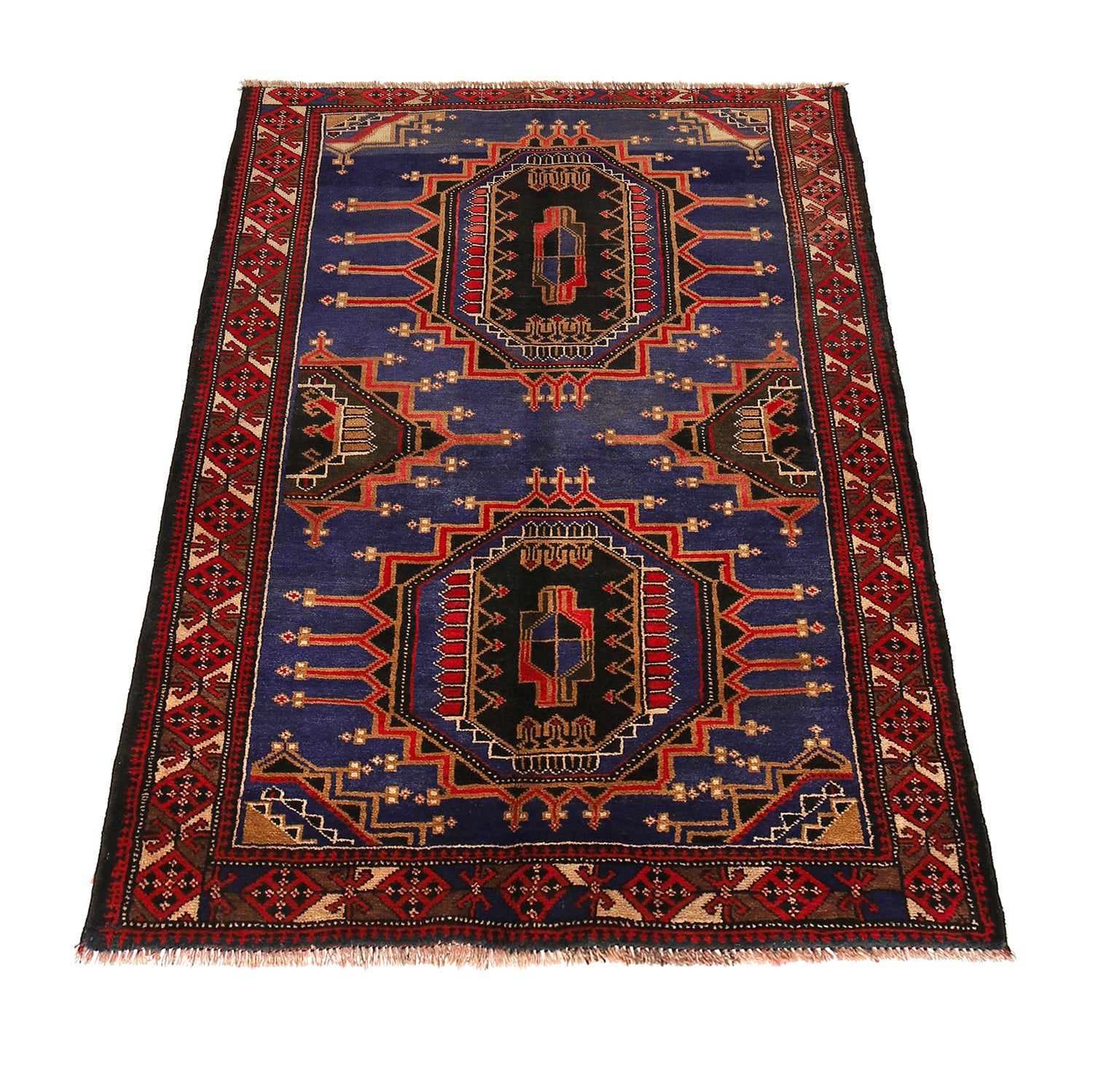 Baluchi Rug Handmade Multi Geometric 4x6 ft