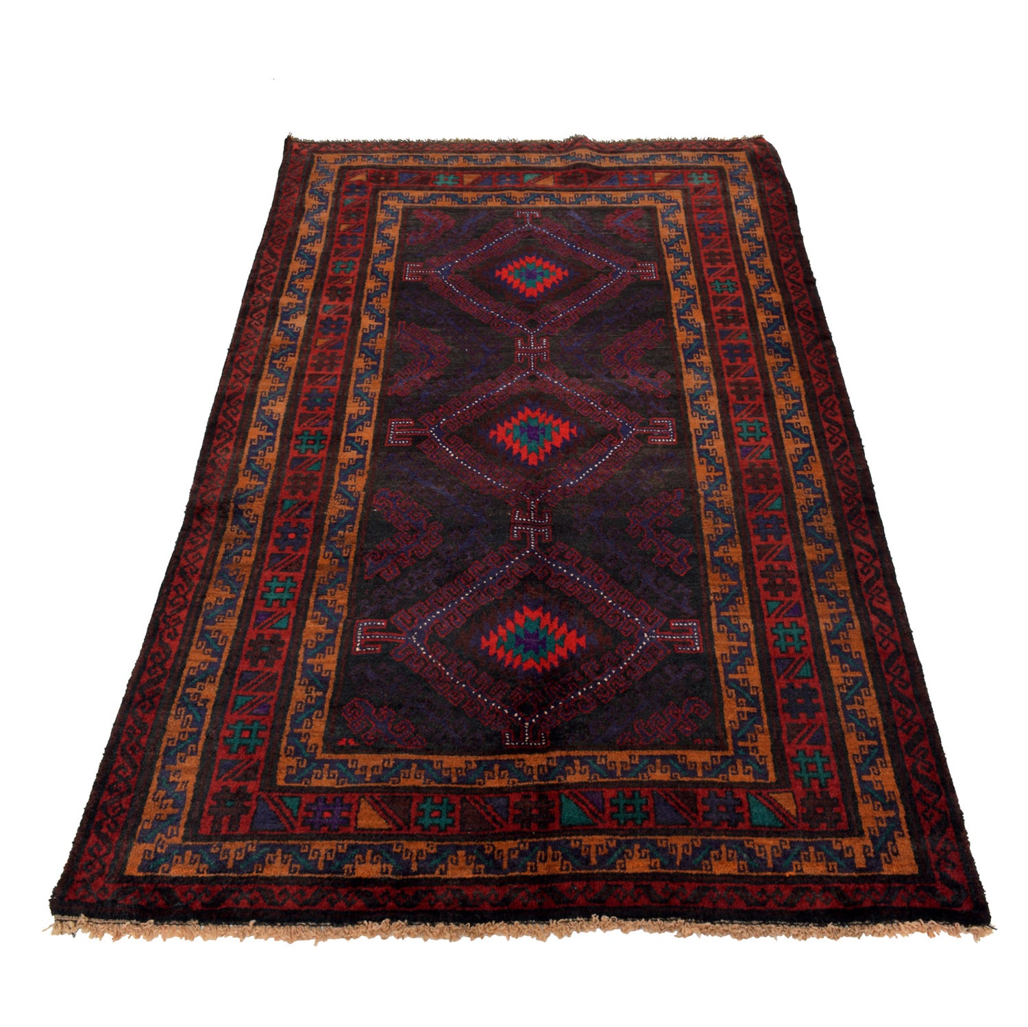 Baluchi Rug Handmade Multi Geometric 4x6 ft