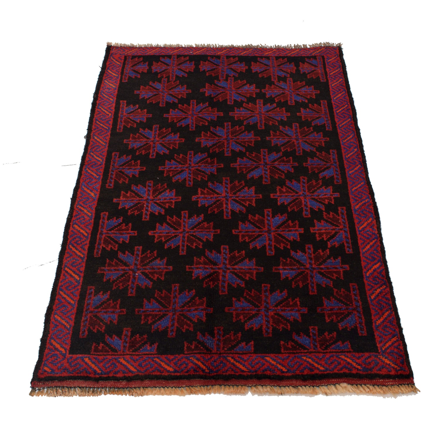 Baluchi Rug Handmade Black Floral 3x5 ft