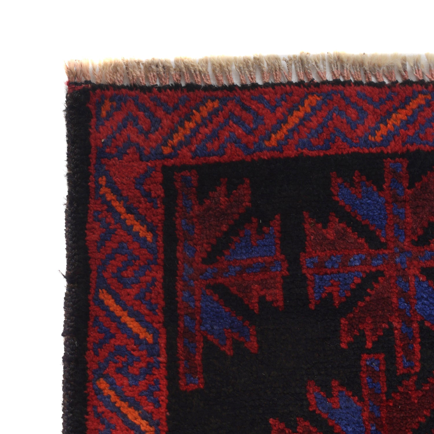Baluchi Rug Handmade Black Floral 3x5 ft