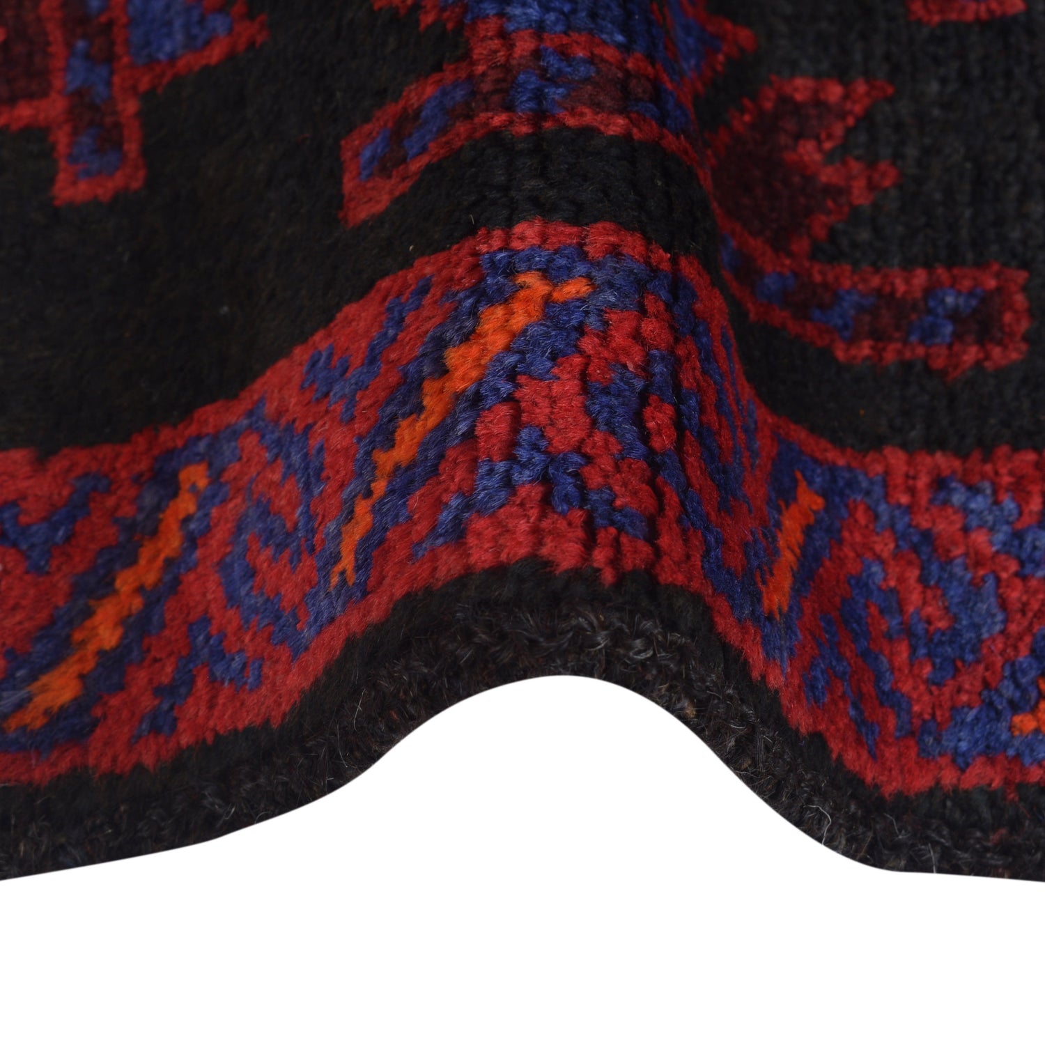 Baluchi Rug Handmade Black Floral 3x5 ft