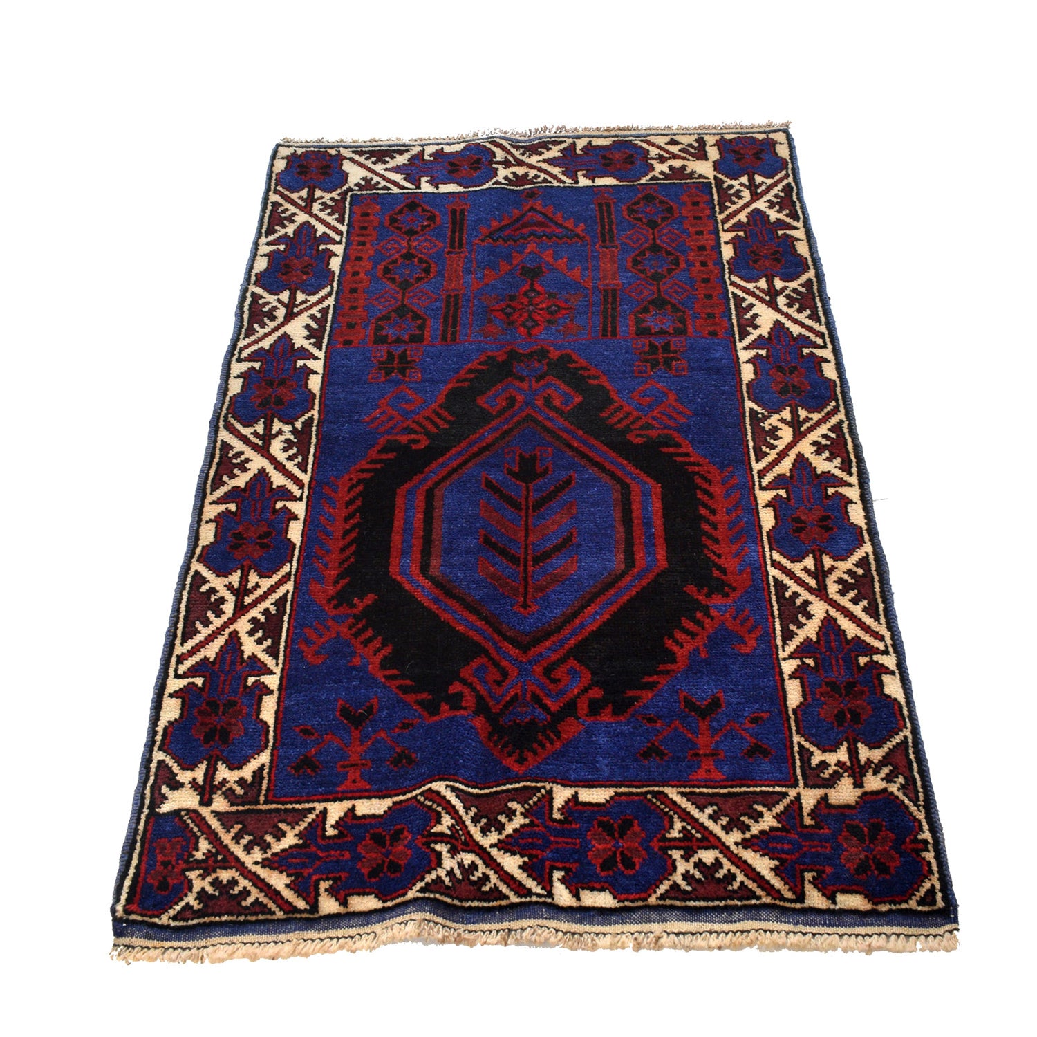Baluchi Rug Handmade Blue Prayer Design 3x5 ft