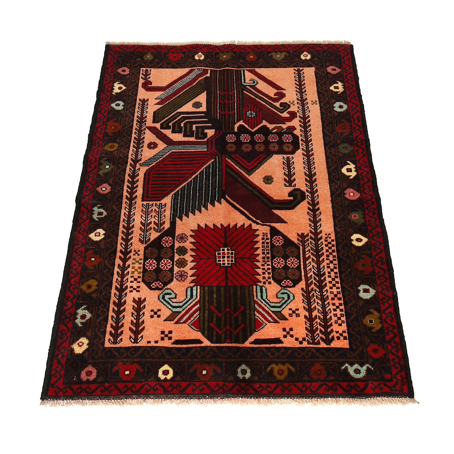 Baluchi Rug Handmade Multi Geometric 3x5 ft