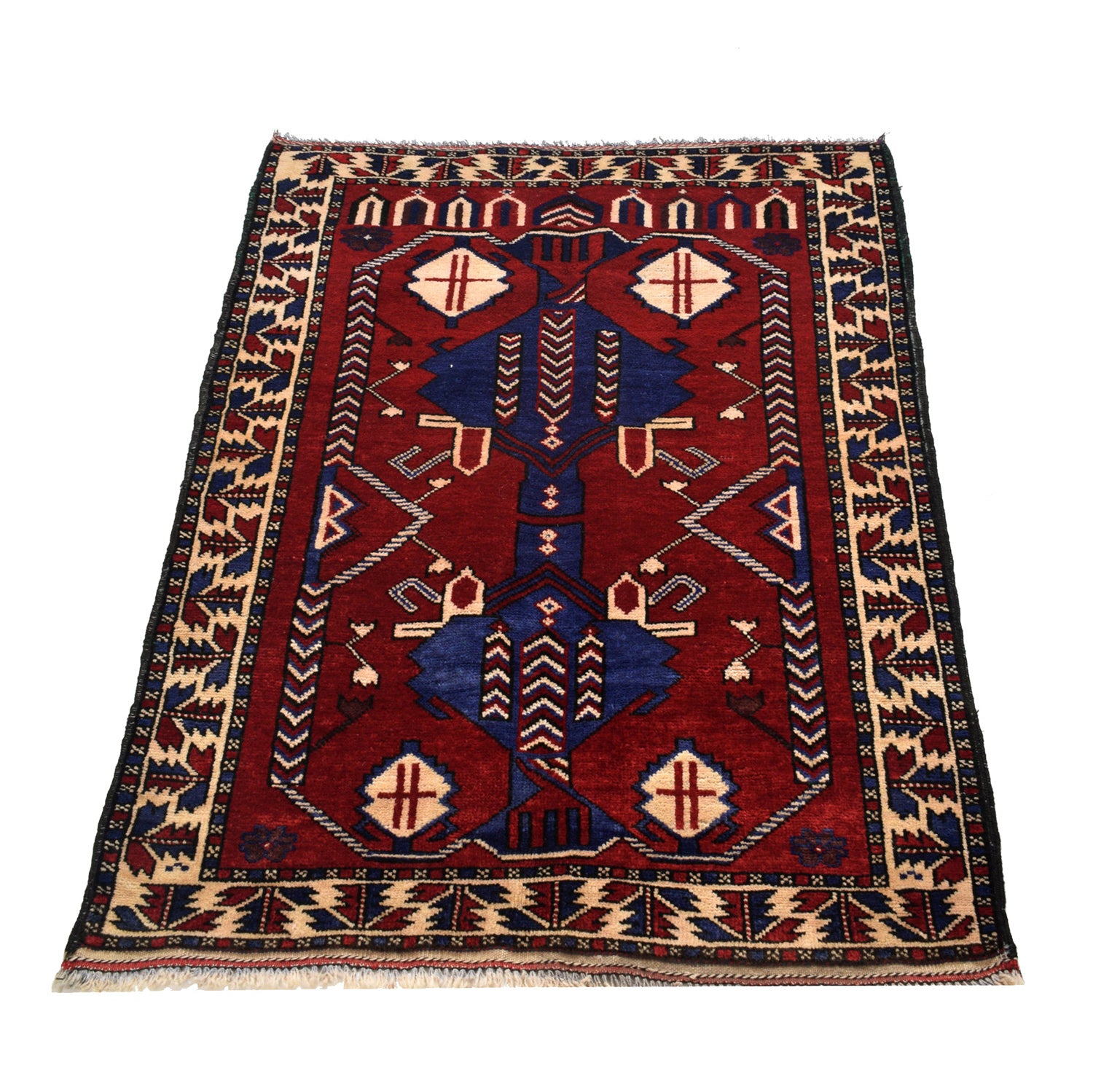 Baluchi Rug Handmade Multi Geometric 2x4 ft