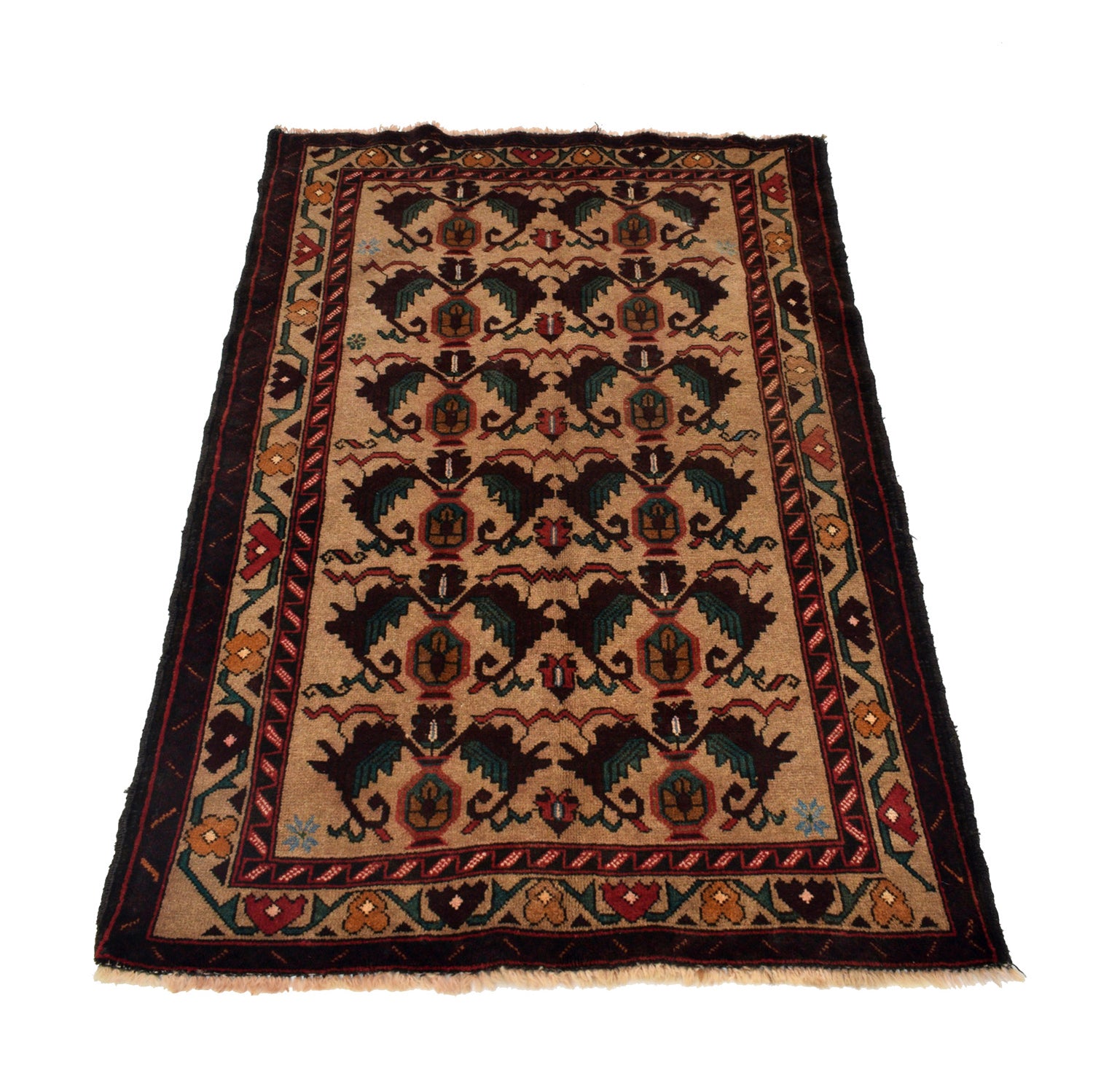 Baluchi Rug Handmade Multi Geometric 3x5 ft