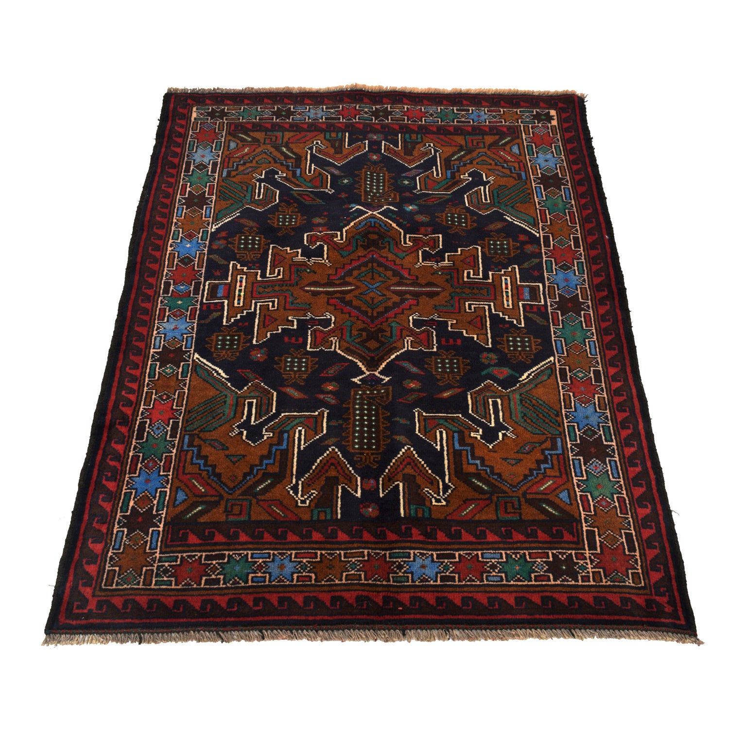 Baluchi Rug Handmade Multi Geometric 2x4 ft