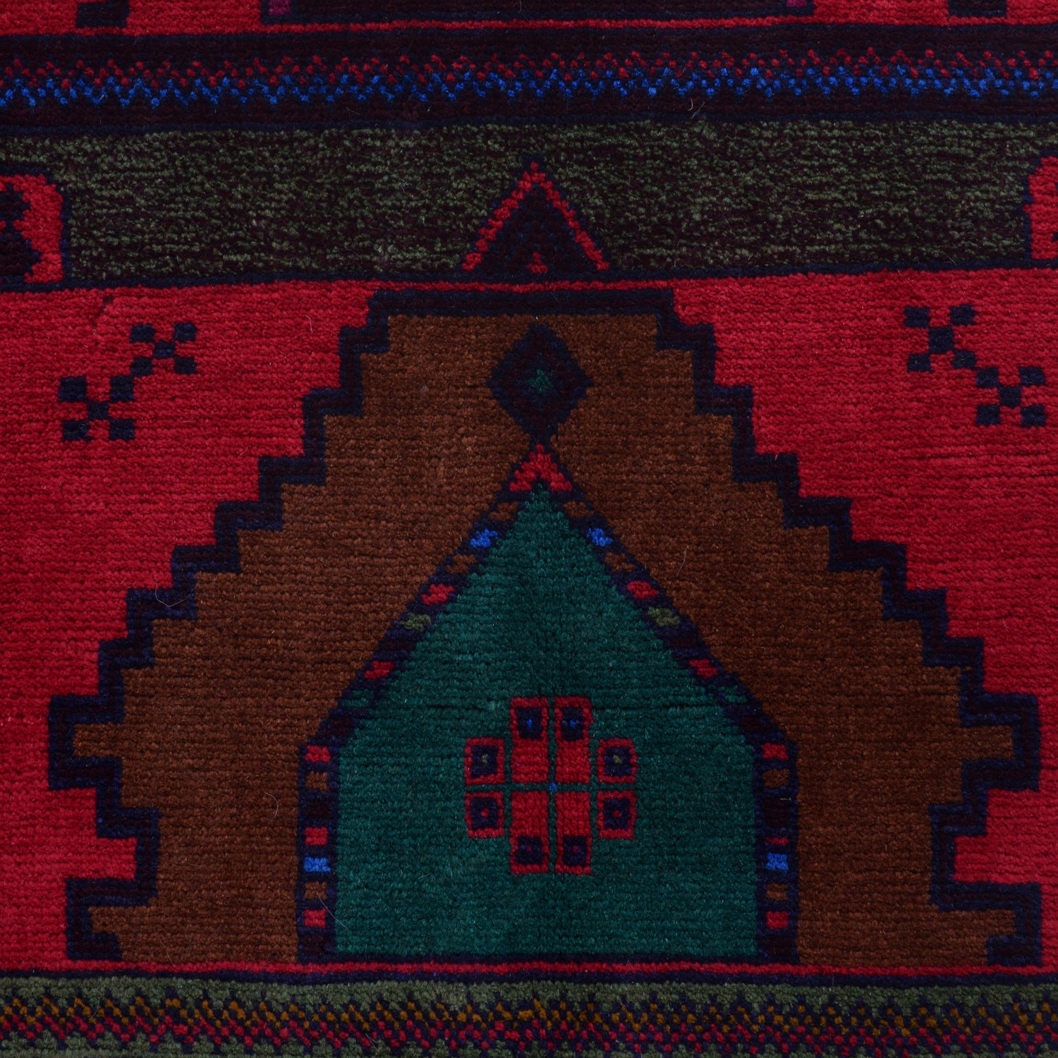 Baluchi Rug Handmade Red Geometric 2x4 ft
