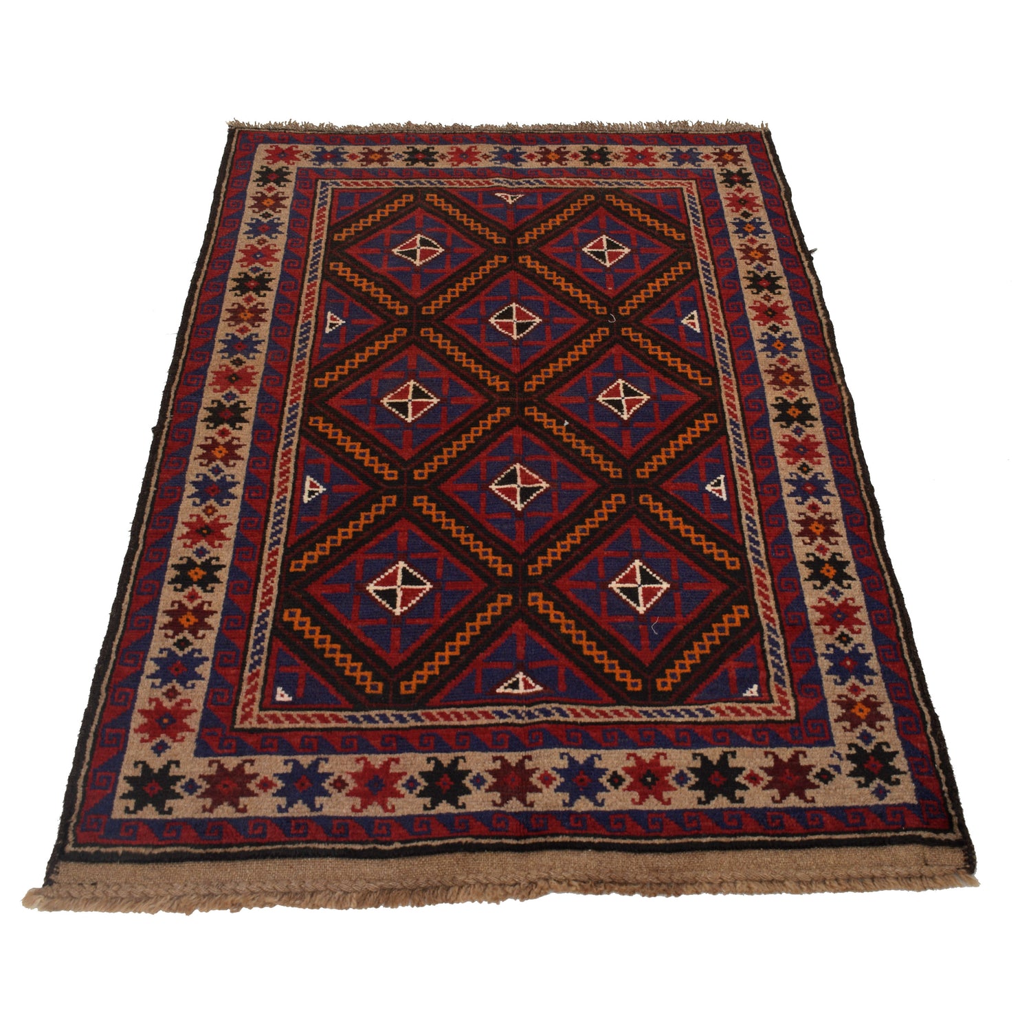 Baluchi Rug Handmade Multi Geometric 3x5 ft