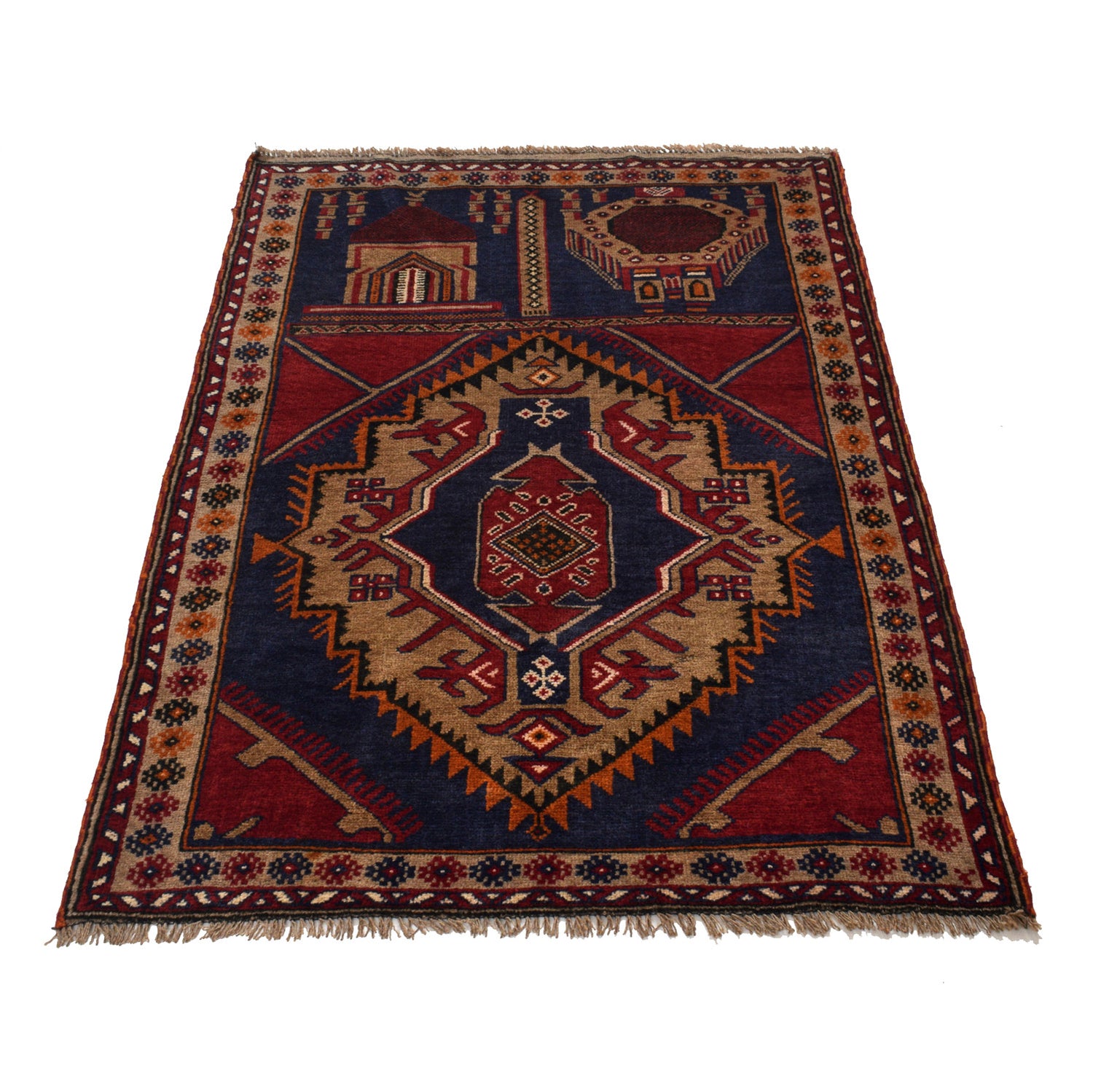 Baluchi Rug Handmade Multi Prayer Design 3x5 ft