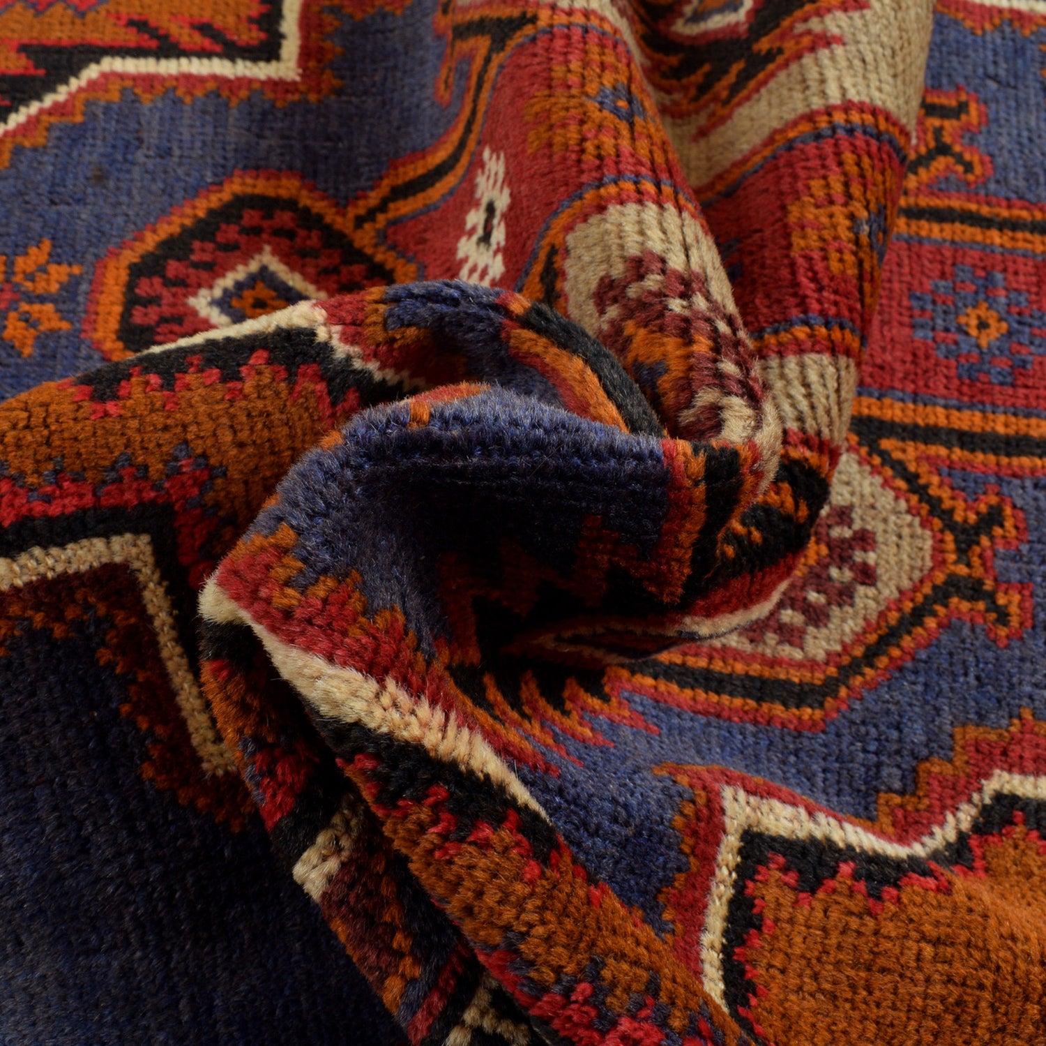 Baluchi Rug Handmade Space Blue Geometric 3x5 ft