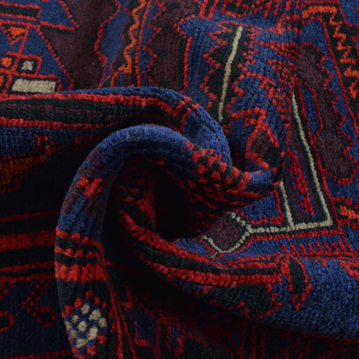 Baluchi Rug Handmade Navy Blue Floral 3x5 ft