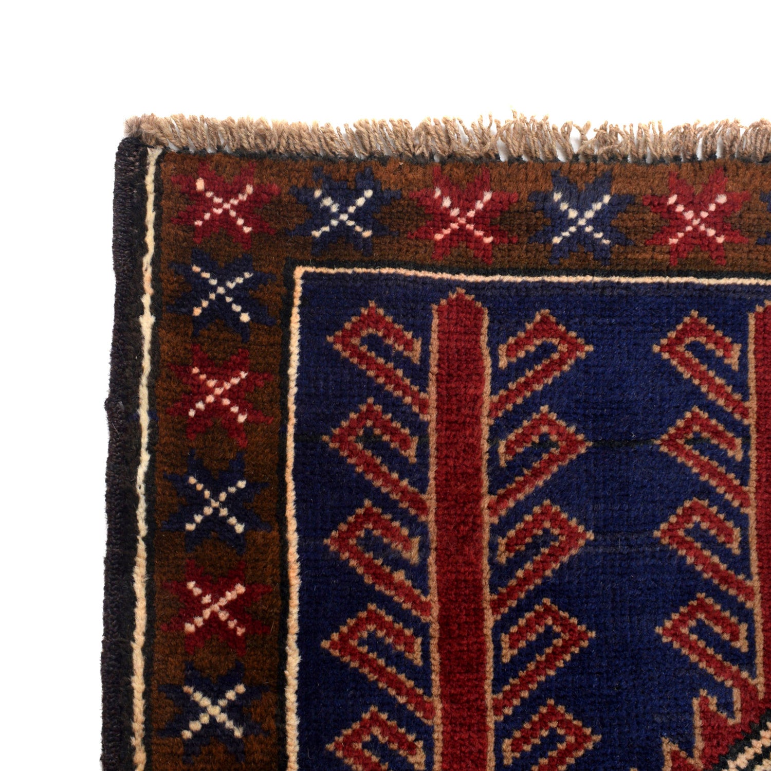 Baluchi Rug Handmade Dark Blue Geometric 3x5 ft