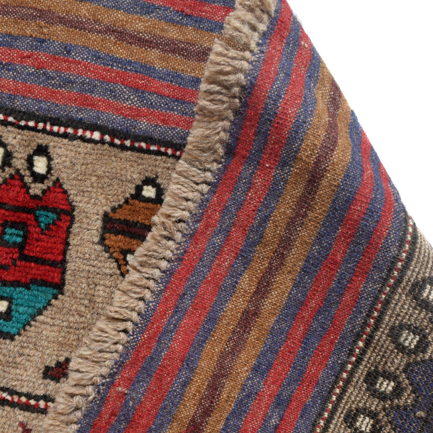 War Area Rug Handmade Brown Tank + Helicopter 4x6 ft