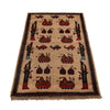 War Area Rug Handmade Brown Tank + Riffle + Helicopter 3x5