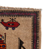 War Area Rug Handmade Brown Tank + Riffle + Helicopter 3x5