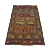 War Area Rug Handmade Brown Tank + Helicopter 3x5 ft