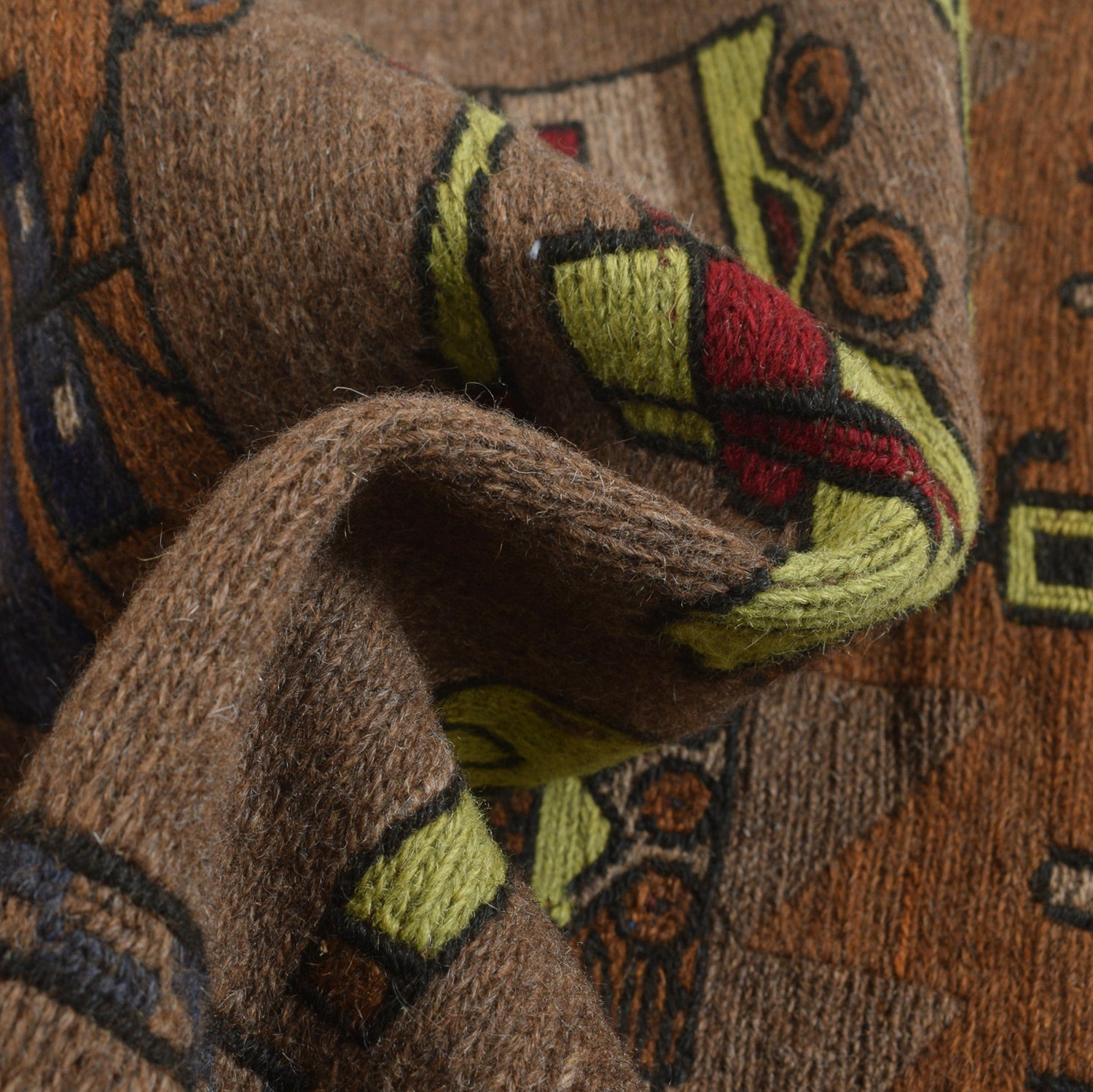 War Area Rug Handmade Brown Tank + Helicopter 3x5 ft