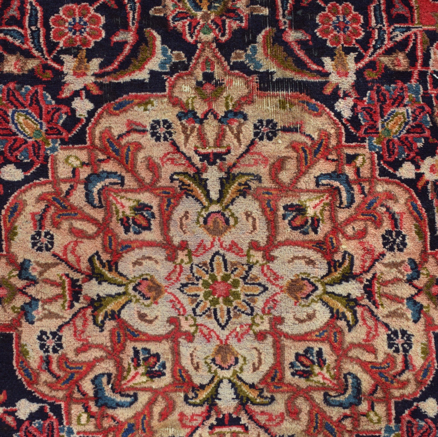 Kashan Area Rug Handmade Deep Red Medallion 9x12 ft