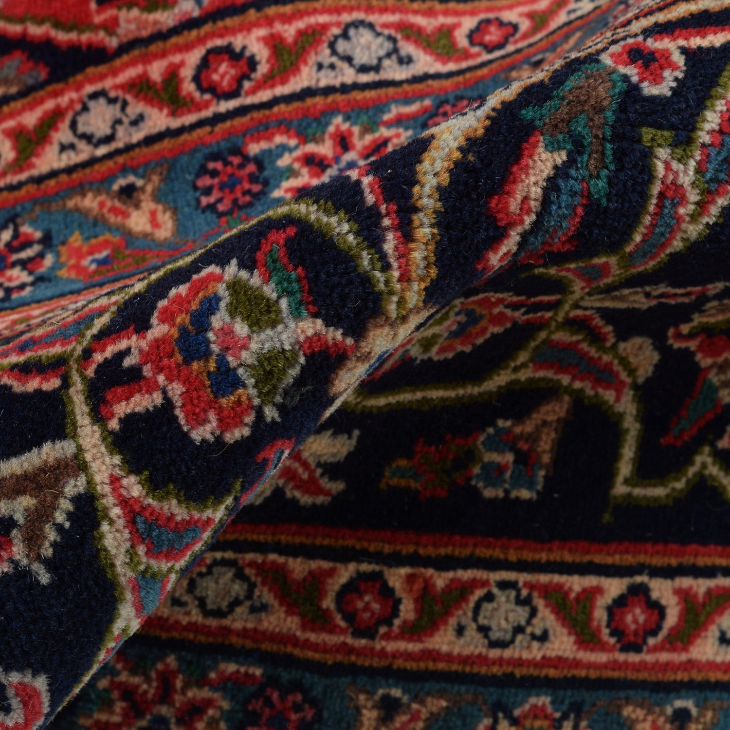 Kashan Area Rug Handmade Deep Red Medallion 9x12 ft