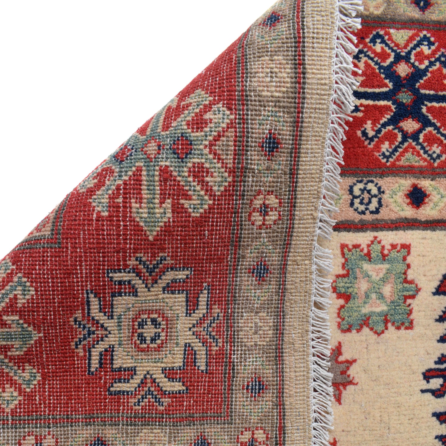 Kazak Rug Handmade Ivory Medallion 4x7 ft
