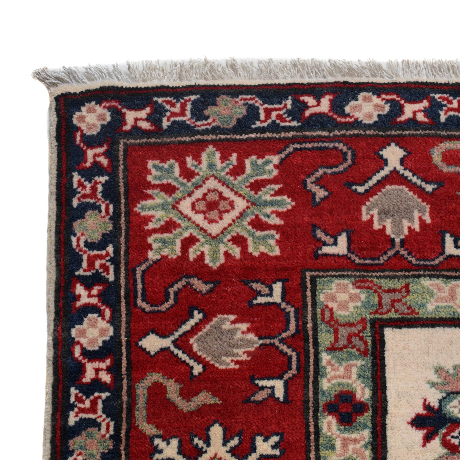 Kazak Rug Handmade Ivory Medallion 4x7 ft