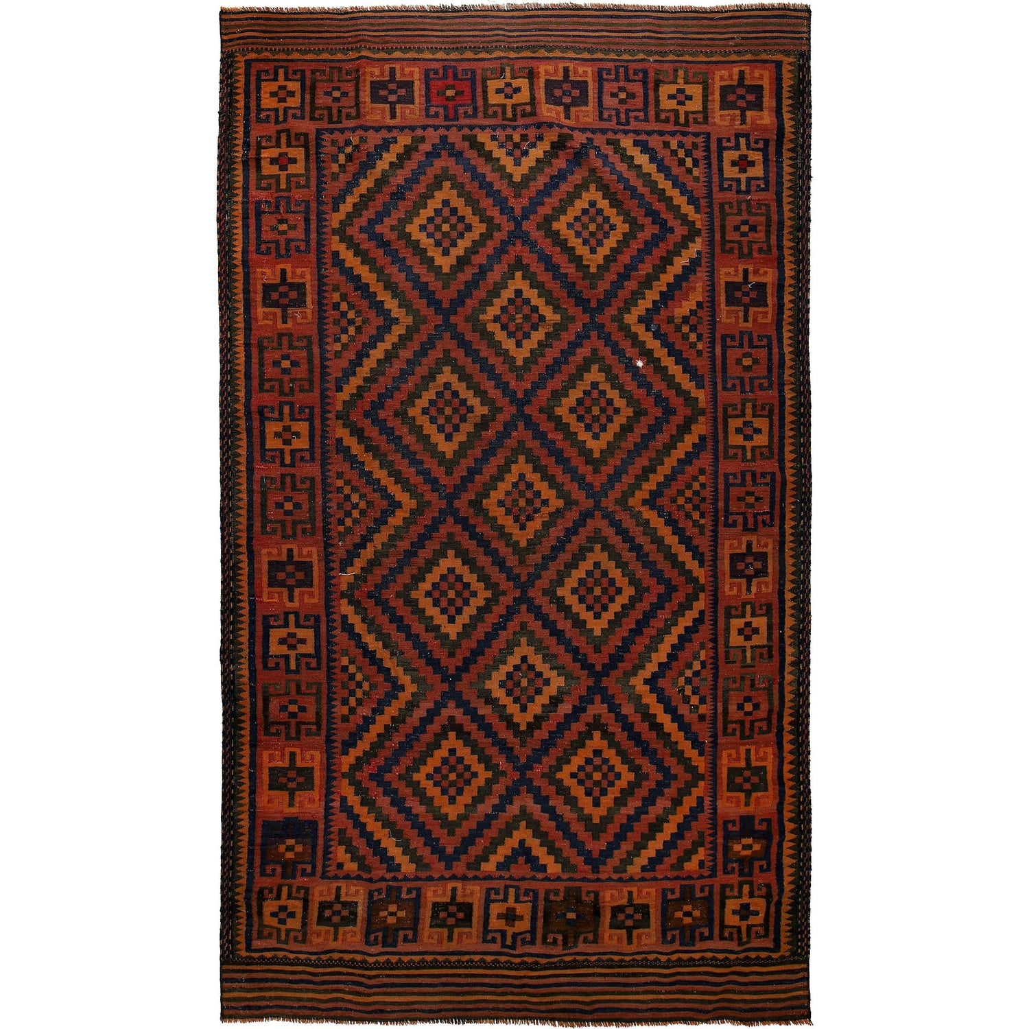 Maimana Kilim Area Rug Handmade Red Floral 6x9 ft