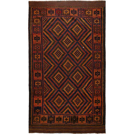 Maimana Kilim Area Rug Handmade Red Floral 6x9 ft