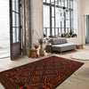 Maimana Kilim Area Rug Handmade Red Floral 6x9 ft
