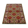 Kazak Rug Handmade Green Medallion 2x4 ft