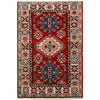 Kazak Rug Handmade Red Medallion 2x4 ft