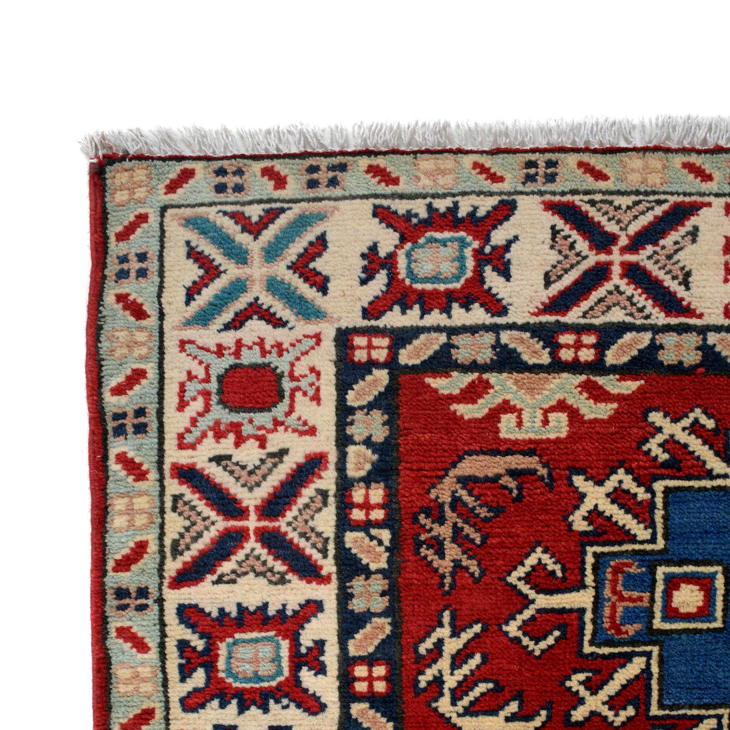 Kazak Rug Handmade Red Medallion 2x4 ft